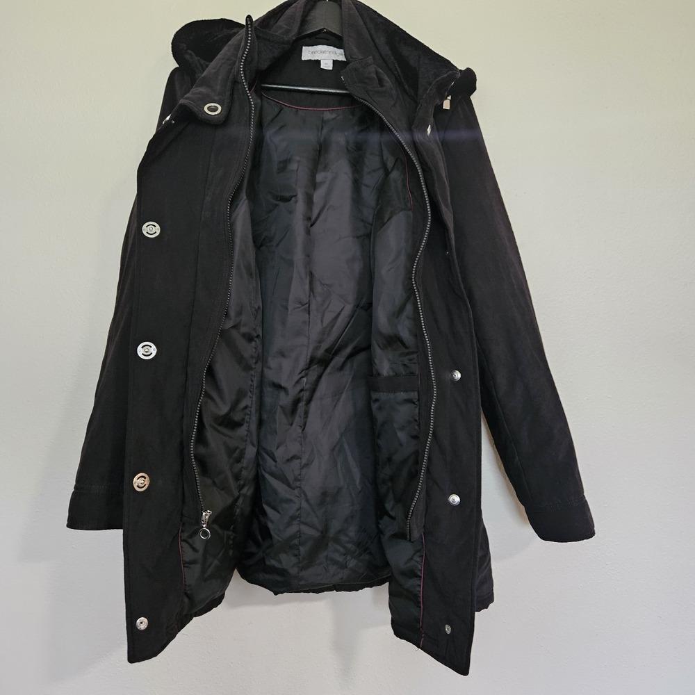 Breckenridge Womens XL Black Hooded Winter Parka Coat Faux Fur Lined Insulated - Picture 6 of 9
